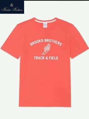 PRICE DROP‼️NWT Brooks Brothers Men's Large Coral 'Track & Field' Logo T-Shirt